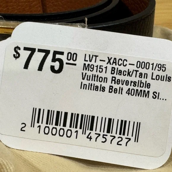 Louis Vuitton Black & Tan Reversible Initials 40MM Leather Belt Size 95